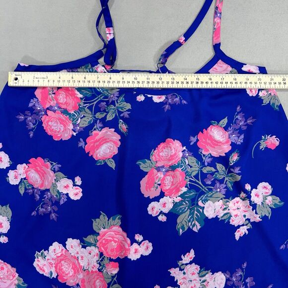 Torrid Top Women's 2 2X Blue Pink Cami Halter Tank Floral Colorful Beachy Flowy - Picture 5 of 12